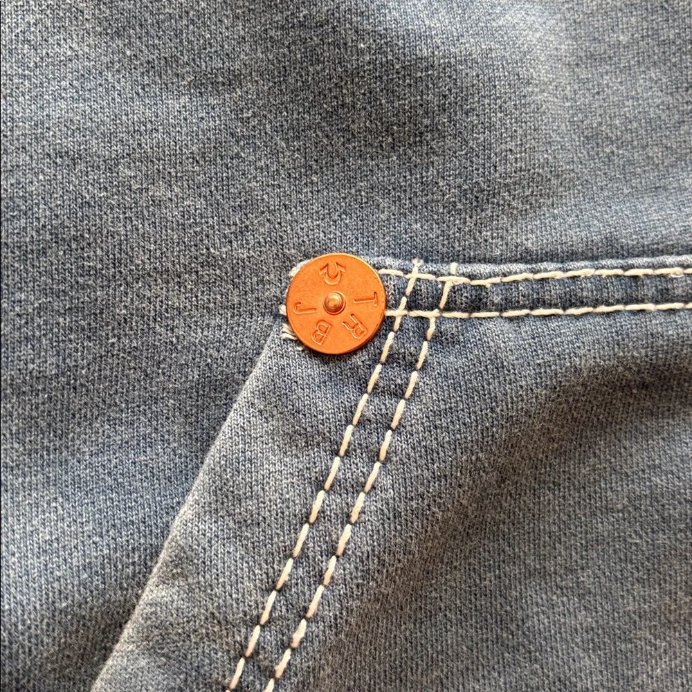 True Religion Blue Hoodie with Embroidered Logo. Unisex